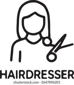  "Cabeleireiro Ícone Hairstylist Salão Tesoura Contorno Design"