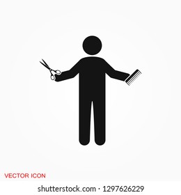 Hairdresser icon logo, illustration, vector sign symbol for design