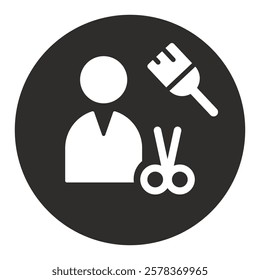 hairdresser icon, personal care, flat vector illustration on white background