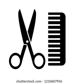 Hairdresser icon. Scissors Hairbrush. Vector Illustration