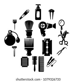 Hairdresser icons set. Simple illustration of 16 hairdresser vector icons for web