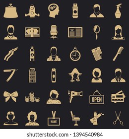 Hairdresser icons set. Simple style of 36 hairdresser vector icons for web for any design