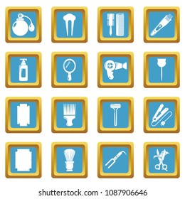 Hairdresser icons set vector sapphirine square isolated on white background 