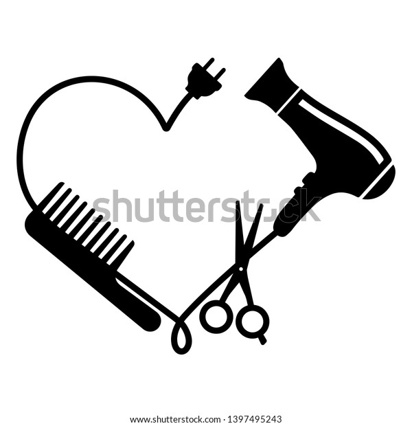 Hairdresser Logo Vector Comb Hair Dryer Stock Vector Royalty Free