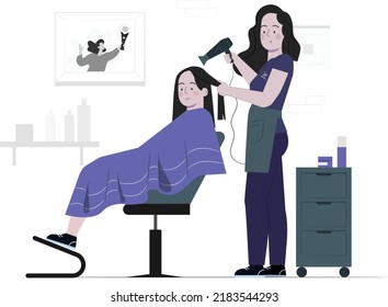 Hairdresser makes the cut for girl in the hairdressing salon, hearable salon, beautician, ladies Parler,  