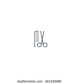 Hairdresser minimalistic logo, hair cut style, linear design