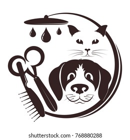 Hairdresser for pets symbol with a tool