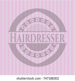 Hairdresser realistic pink emblem