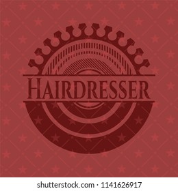 Hairdresser retro red emblem