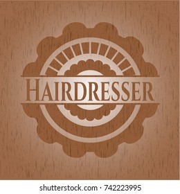 Hairdresser retro style wooden emblem