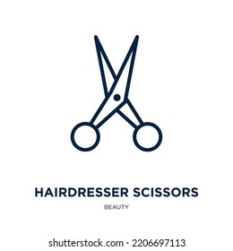 hairdresser scissors icon from beauty collection. Thin linear hairdresser scissors, scissor, separation outline icon isolated on white background. Line vector hairdresser scissors sign, symbol for web