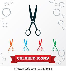 Hairdresser Scissors tool icon. Cut symbol. Round circles symbols. Vector