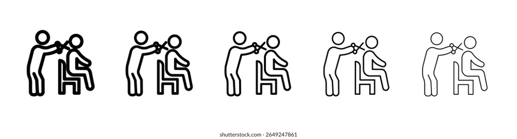 hairdresser service icon conjunto de linhas finas ou coleção