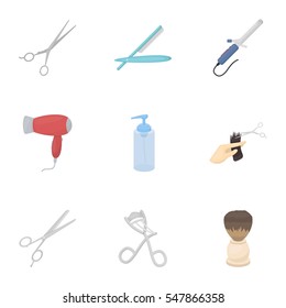 Hairdresser set icons in cartoon style. Big collection of hairdresser vector symbol stock illustration