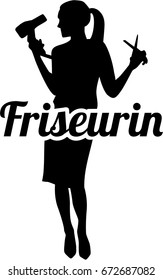 Hairdresser silhouette with german job title
