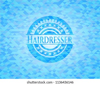 Hairdresser sky blue emblem with mosaic background