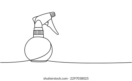 Hairdresser sprayer, spray bottle one line continuous drawing. Barber shop and hairdresser tools continuous one line illustration.