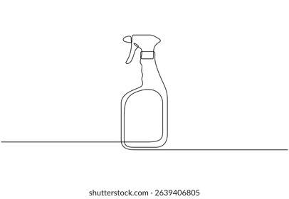 Hairdresser sprayer, spray bottle one line continuous drawing, One line art of barber hair dress barber or gardener or disinfectant bottle vector illustration.