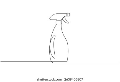 Hairdresser sprayer, spray bottle one line continuous drawing, One line art of barber hair dress barber or gardener or disinfectant bottle vector illustration.