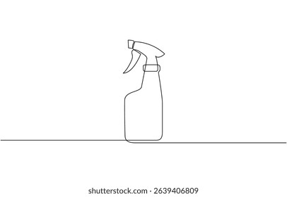 Hairdresser sprayer, spray bottle one line continuous drawing, One line art of barber hair dress barber or gardener or disinfectant bottle vector illustration.