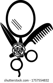 Hairdresser styling accessories on background. Vector