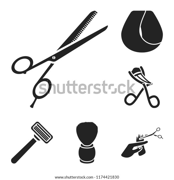 Hairdresser Tools Black Icons Set Collection Stock Vector Royalty