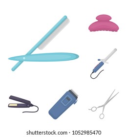 Hairdresser and tools cartoon icons in set collection for design.Profession hairdresser vector symbol stock web illustration.