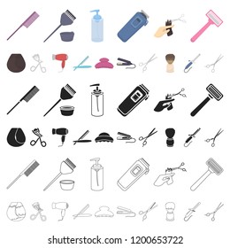 Hairdresser and tools cartoon icons in set collection for design.Profession hairdresser vector symbol stock web illustration.