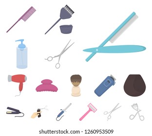 Hairdresser and tools cartoon icons in set collection for design.Profession hairdresser vector symbol stock web illustration.
