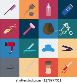 Hairdresser and tools cartoon icons in set collection for design.Profession hairdresser vector symbol stock web illustration.