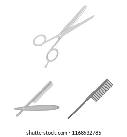 Hairdresser and tools monochrome icons in set collection for design.Profession hairdresser vector symbol stock web illustration.