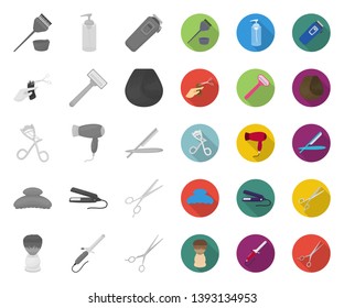 Hairdresser and tools mono,flat icons in set collection for design.Profession hairdresser vector symbol stock web illustration.