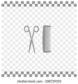 Hairdresser vector icon. Comb and scissors.