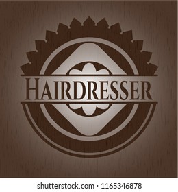 Hairdresser vintage wooden emblem