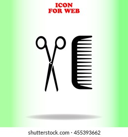 Hairdresser web icon. Black illustration on white background