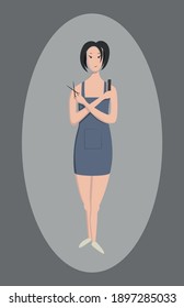 hairdresser woman with tools vector illustration