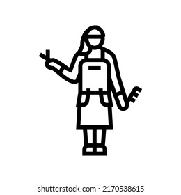 hairdresser worker line icon vector. hairdresser worker sign. isolated contour symbol black illustration