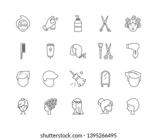 Hairdressers line icons, signs, vector set, outline illustration concept 