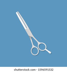 Hairdressers professional scissors illustration in flat style. Vector