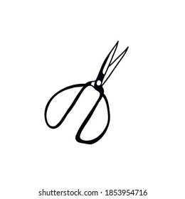 Hairdresser's scissors, black isolated vector icon.