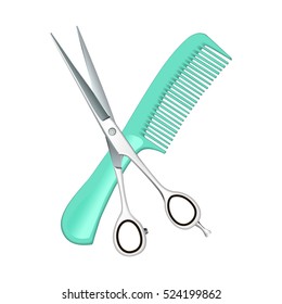 hairdresser's scissors and comb