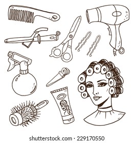 Hairdresser's set with women