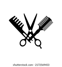 Hairdresser's tools. Comb, scissors. Icon. Vector