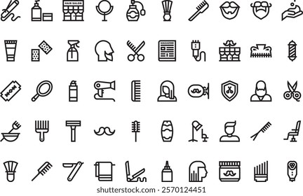 Hairdressing and barber shop icons  High-Quality Vector Icons Collection with Editable Stroke. Ideal for Professional and Creative Projects.