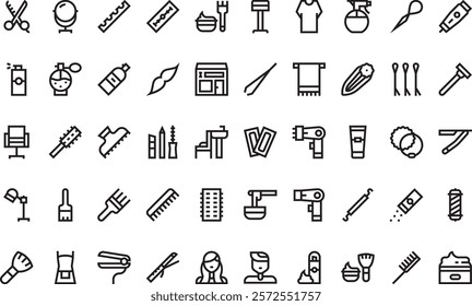 Hairdressing and barber shop icons High-Quality Vector Icons Collection with Editable Stroke. Ideal for Professional and Creative Projects.