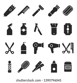 Hairdressing and Barber Shop Tools Silhouette Collection