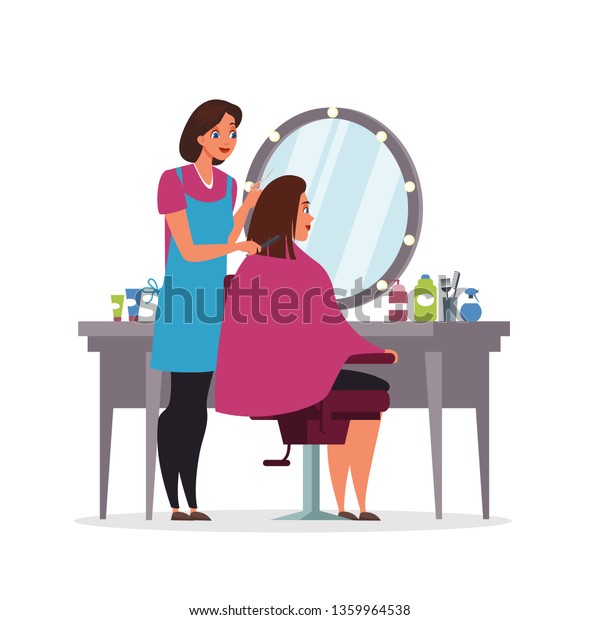 Hairdressing Beauty Salon Flat Illustration Professional Royalty