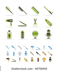 hairdressing, coiffure and make-up icons - vector Icon Set   - 3 colors included