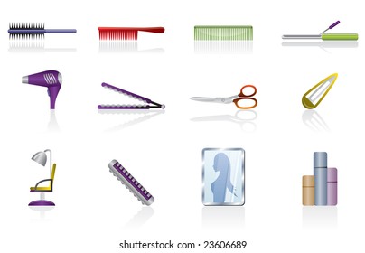 hairdressing, coiffure and make-up vector icon