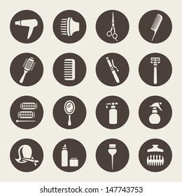 Hairdressing equipment icons